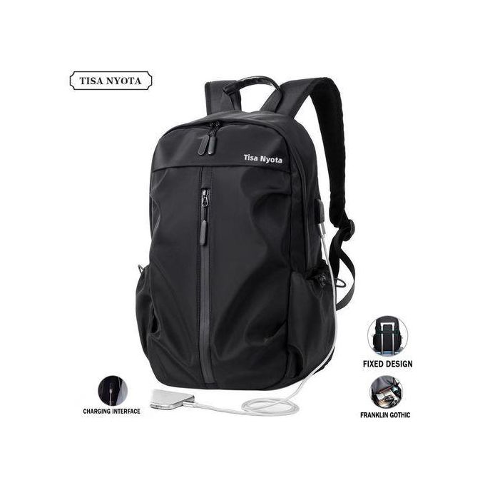Tisa Nyota Men Oxford Laptop Backpack Back School Bags-Black
