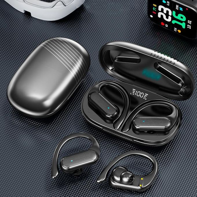 Bolizma open-ear Bluetooth 5.4 earhook earbuds, ENC mic, long battery life for sports, gym, running