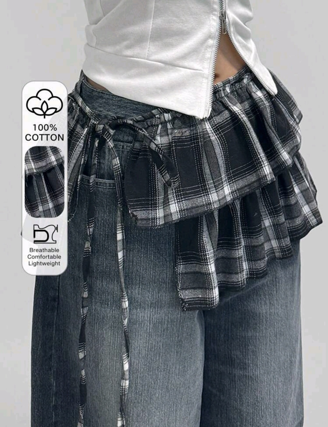 Women's Plaid Layered Tie-Up Super Mini Skirt Fall Skirts